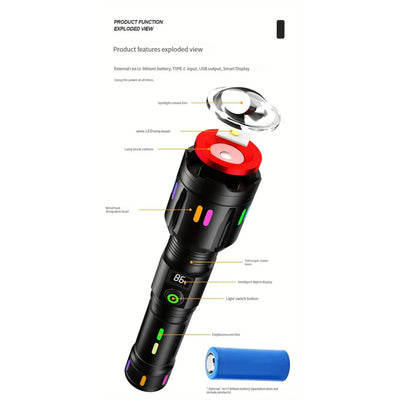 Dexbo Táctico 60W linterna LED recargable