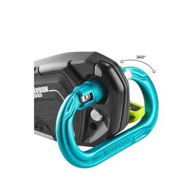 Descensor Edelrid MEGAWATT con inserciones de acero en zonas de abrasión