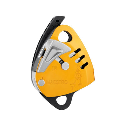 Descensor Petzl MAESTRO S con polea bloqueadora integrada para rescate técnico